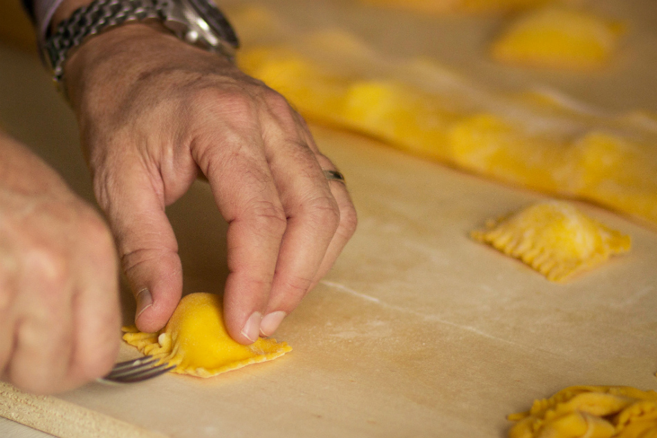 Making stuffed pasta, tortelli di patate - by tamara mambelli