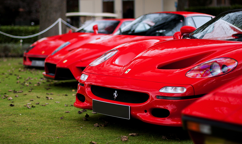 vintage ferraris on display 