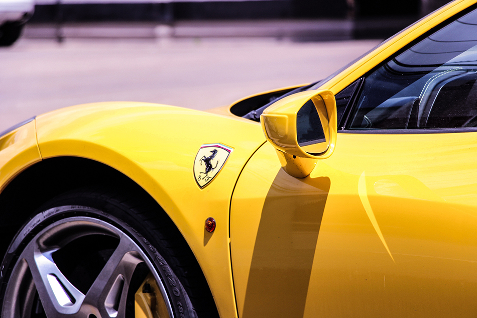 A yellow ferrari